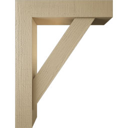 Ekena Millwork - BKTUR0554X26X34TRA05RCPR - Timberthane Faux Wood Traditional Style Bracket w/ Offset Brace, Block Ends, 5 1/2"W x 26"D x 34"H, Primed Tan