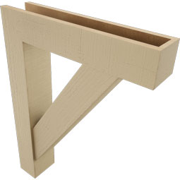 Ekena Millwork - BKTUR0554X26X34TRA05RCPR - Timberthane Faux Wood Traditional Style Bracket w/ Offset Brace, Block Ends, 5 1/2"W x 26"D x 34"H, Primed Tan