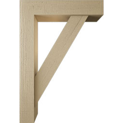 Ekena Millwork - BKTUR0554X26X38TRA05RCPR - Timberthane Faux Wood Traditional Style Bracket w/ Offset Brace, Block Ends, 5 1/2"W x 26"D x 38"H, Primed Tan