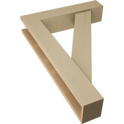 Ekena Millwork - BKTUR0554X26X38TRA05RCPR - Timberthane Faux Wood Traditional Style Bracket w/ Offset Brace, Block Ends, 5 1/2"W x 26"D x 38"H, Primed Tan
