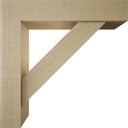 Ekena Millwork - BKTUR0554X28X28TRA05RCPR - Timberthane Faux Wood Traditional Style Bracket w/ Offset Brace, Block Ends, 5 1/2"W x 28"D x 28"H, Primed Tan