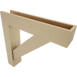 Ekena Millwork - BKTUR0554X28X28TRA05RCPR - Timberthane Faux Wood Traditional Style Bracket w/ Offset Brace, Block Ends, 5 1/2"W x 28"D x 28"H, Primed Tan