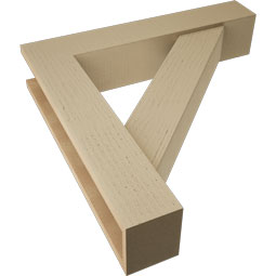 Ekena Millwork - BKTUR0554X28X28TRA05RCPR - Timberthane Faux Wood Traditional Style Bracket w/ Offset Brace, Block Ends, 5 1/2"W x 28"D x 28"H, Primed Tan
