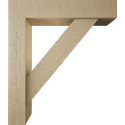 Ekena Millwork - BKTUR0554X28X32TRA05RCPR - Timberthane Faux Wood Traditional Style Bracket w/ Offset Brace, Block Ends, 5 1/2"W x 28"D x 32"H, Primed Tan