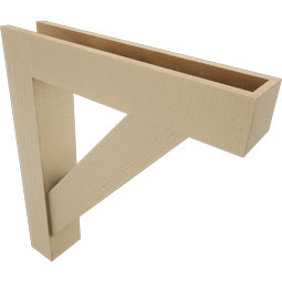 Ekena Millwork - BKTUR0554X28X32TRA05RCPR - Timberthane Faux Wood Traditional Style Bracket w/ Offset Brace, Block Ends, 5 1/2"W x 28"D x 32"H, Primed Tan