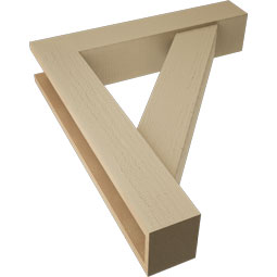 Ekena Millwork - BKTUR0554X28X32TRA05RCPR - Timberthane Faux Wood Traditional Style Bracket w/ Offset Brace, Block Ends, 5 1/2"W x 28"D x 32"H, Primed Tan