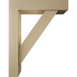 Ekena Millwork - BKTUR0554X28X36TRA05RCPR - Timberthane Faux Wood Traditional Style Bracket w/ Offset Brace, Block Ends, 5 1/2"W x 28"D x 36"H, Primed Tan