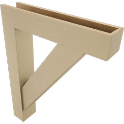 Ekena Millwork - BKTUR0554X28X36TRA05RCPR - Timberthane Faux Wood Traditional Style Bracket w/ Offset Brace, Block Ends, 5 1/2"W x 28"D x 36"H, Primed Tan