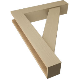 Ekena Millwork - BKTUR0554X28X36TRA05RCPR - Timberthane Faux Wood Traditional Style Bracket w/ Offset Brace, Block Ends, 5 1/2"W x 28"D x 36"H, Primed Tan
