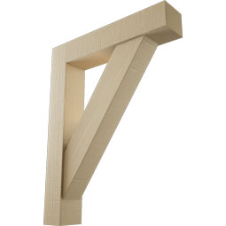 Ekena Millwork - BKTUR0554X28X36TRA05RCPR - Timberthane Faux Wood Traditional Style Bracket w/ Offset Brace, Block Ends, 5 1/2"W x 28"D x 36"H, Primed Tan