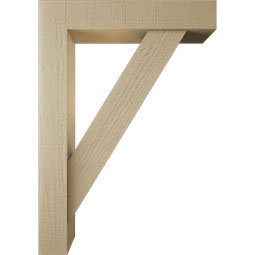 Ekena Millwork - BKTUR0554X28X40TRA05RCPR - Timberthane Faux Wood Traditional Style Bracket w/ Offset Brace, Block Ends, 5 1/2"W x 28"D x 40"H, Primed Tan