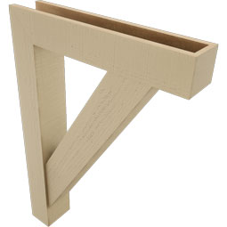 Ekena Millwork - BKTUR0554X28X40TRA05RCPR - Timberthane Faux Wood Traditional Style Bracket w/ Offset Brace, Block Ends, 5 1/2"W x 28"D x 40"H, Primed Tan