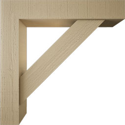 Ekena Millwork - BKTUR0554X30X30TRA05RCPR - Timberthane Faux Wood Traditional Style Bracket w/ Offset Brace, Block Ends, 5 1/2"W x 30"D x 30"H, Primed Tan