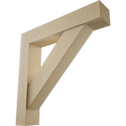 Ekena Millwork - BKTUR0554X30X30TRA05RCPR - Timberthane Faux Wood Traditional Style Bracket w/ Offset Brace, Block Ends, 5 1/2"W x 30"D x 30"H, Primed Tan