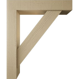 Ekena Millwork - BKTUR0554X30X36TRA05RCPR - Timberthane Faux Wood Traditional Style Bracket w/ Offset Brace, Block Ends, 5 1/2"W x 30"D x 36"H, Primed Tan