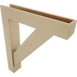Ekena Millwork - BKTUR0554X30X36TRA05RCPR - Timberthane Faux Wood Traditional Style Bracket w/ Offset Brace, Block Ends, 5 1/2"W x 30"D x 36"H, Primed Tan