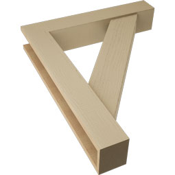 Ekena Millwork - BKTUR0554X30X36TRA05RCPR - Timberthane Faux Wood Traditional Style Bracket w/ Offset Brace, Block Ends, 5 1/2"W x 30"D x 36"H, Primed Tan