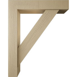 Ekena Millwork - BKTUR0554X30X38TRA05RCPR - Timberthane Faux Wood Traditional Style Bracket w/ Offset Brace, Block Ends, 5 1/2"W x 30"D x 38"H, Primed Tan