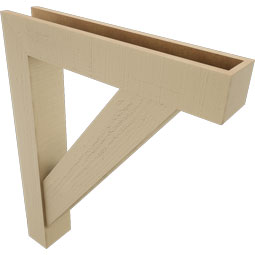 Ekena Millwork - BKTUR0554X30X38TRA05RCPR - Timberthane Faux Wood Traditional Style Bracket w/ Offset Brace, Block Ends, 5 1/2"W x 30"D x 38"H, Primed Tan
