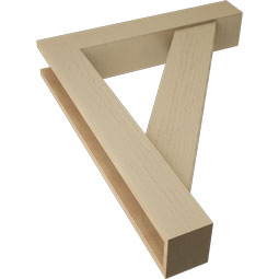 Ekena Millwork - BKTUR0554X30X38TRA05RCPR - Timberthane Faux Wood Traditional Style Bracket w/ Offset Brace, Block Ends, 5 1/2"W x 30"D x 38"H, Primed Tan