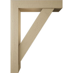 Ekena Millwork - BKTUR0554X30X42TRA05RCPR - Timberthane Faux Wood Traditional Style Bracket w/ Offset Brace, Block Ends, 5 1/2"W x 30"D x 42"H, Primed Tan