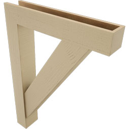 Ekena Millwork - BKTUR0554X30X42TRA05RCPR - Timberthane Faux Wood Traditional Style Bracket w/ Offset Brace, Block Ends, 5 1/2"W x 30"D x 42"H, Primed Tan