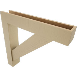 Ekena Millwork - BKTUR0554X32X32TRA05RCPR - Timberthane Faux Wood Traditional Style Bracket w/ Offset Brace, Block Ends, 5 1/2"W x 32"D x 32"H, Primed Tan