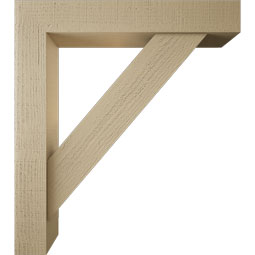 Ekena Millwork - BKTUR0554X32X36TRA05RCPR - Timberthane Faux Wood Traditional Style Bracket w/ Offset Brace, Block Ends, 5 1/2"W x 32"D x 36"H, Primed Tan