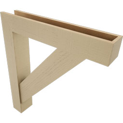 Ekena Millwork - BKTUR0554X32X36TRA05RCPR - Timberthane Faux Wood Traditional Style Bracket w/ Offset Brace, Block Ends, 5 1/2"W x 32"D x 36"H, Primed Tan