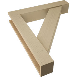 Ekena Millwork - BKTUR0554X32X36TRA05RCPR - Timberthane Faux Wood Traditional Style Bracket w/ Offset Brace, Block Ends, 5 1/2"W x 32"D x 36"H, Primed Tan