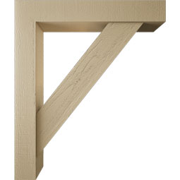 Ekena Millwork - BKTUR0554X32X38TRA05RCPR - Timberthane Faux Wood Traditional Style Bracket w/ Offset Brace, Block Ends, 5 1/2"W x 32"D x 38"H, Primed Tan