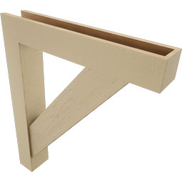 Ekena Millwork - BKTUR0554X32X38TRA05RCPR - Timberthane Faux Wood Traditional Style Bracket w/ Offset Brace, Block Ends, 5 1/2"W x 32"D x 38"H, Primed Tan
