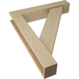 Ekena Millwork - BKTUR0554X32X38TRA05RCPR - Timberthane Faux Wood Traditional Style Bracket w/ Offset Brace, Block Ends, 5 1/2"W x 32"D x 38"H, Primed Tan