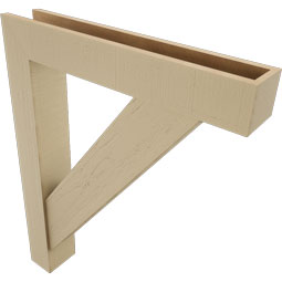 Ekena Millwork - BKTUR0554X32X40TRA05RCPR - Timberthane Faux Wood Traditional Style Bracket w/ Offset Brace, Block Ends, 5 1/2"W x 32"D x 40"H, Primed Tan