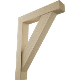 Ekena Millwork - BKTUR0554X32X40TRA05RCPR - Timberthane Faux Wood Traditional Style Bracket w/ Offset Brace, Block Ends, 5 1/2"W x 32"D x 40"H, Primed Tan