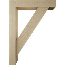 Ekena Millwork - BKTUR0554X32X44TRA05RCPR - Timberthane Faux Wood Traditional Style Bracket w/ Offset Brace, Block Ends, 5 1/2"W x 32"D x 44"H, Primed Tan