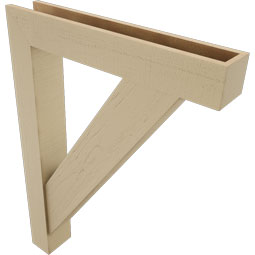 Ekena Millwork - BKTUR0554X32X44TRA05RCPR - Timberthane Faux Wood Traditional Style Bracket w/ Offset Brace, Block Ends, 5 1/2"W x 32"D x 44"H, Primed Tan