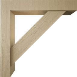 Ekena Millwork - BKTUR0554X34X34TRA05RCPR - Timberthane Faux Wood Traditional Style Bracket w/ Offset Brace, Block Ends, 5 1/2"W x 34"D x 34"H, Primed Tan