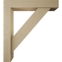 Ekena Millwork - BKTUR0554X34X38TRA05RCPR - Timberthane Faux Wood Traditional Style Bracket w/ Offset Brace, Block Ends, 5 1/2"W x 34"D x 38"H, Primed Tan