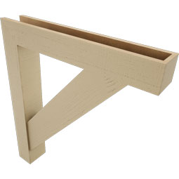 Ekena Millwork - BKTUR0554X34X38TRA05RCPR - Timberthane Faux Wood Traditional Style Bracket w/ Offset Brace, Block Ends, 5 1/2"W x 34"D x 38"H, Primed Tan