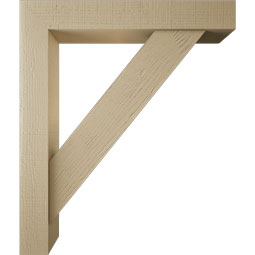 Ekena Millwork - BKTUR0554X34X40TRA05RCPR - Timberthane Faux Wood Traditional Style Bracket w/ Offset Brace, Block Ends, 5 1/2"W x 34"D x 40"H, Primed Tan