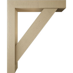 Ekena Millwork - BKTUR0554X34X42TRA05RCPR - Timberthane Faux Wood Traditional Style Bracket w/ Offset Brace, Block Ends, 5 1/2"W x 34"D x 42"H, Primed Tan