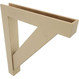 Ekena Millwork - BKTUR0554X34X42TRA05RCPR - Timberthane Faux Wood Traditional Style Bracket w/ Offset Brace, Block Ends, 5 1/2"W x 34"D x 42"H, Primed Tan