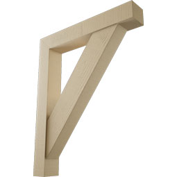Ekena Millwork - BKTUR0554X34X42TRA05RCPR - Timberthane Faux Wood Traditional Style Bracket w/ Offset Brace, Block Ends, 5 1/2"W x 34"D x 42"H, Primed Tan