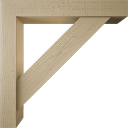 Ekena Millwork - BKTUR0554X36X36TRA05RCPR - Timberthane Faux Wood Traditional Style Bracket w/ Offset Brace, Block Ends, 5 1/2"W x 36"D x 36"H, Primed Tan