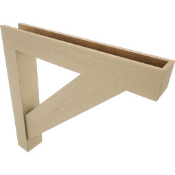 Ekena Millwork - BKTUR0554X36X36TRA05RCPR - Timberthane Faux Wood Traditional Style Bracket w/ Offset Brace, Block Ends, 5 1/2"W x 36"D x 36"H, Primed Tan