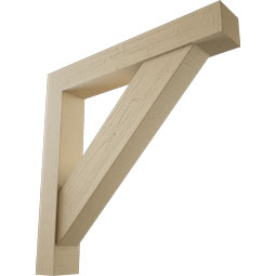 Ekena Millwork - BKTUR0554X36X36TRA05RCPR - Timberthane Faux Wood Traditional Style Bracket w/ Offset Brace, Block Ends, 5 1/2"W x 36"D x 36"H, Primed Tan