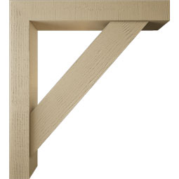 Ekena Millwork - BKTUR0554X36X40TRA05RCPR - Timberthane Faux Wood Traditional Style Bracket w/ Offset Brace, Block Ends, 5 1/2"W x 36"D x 40"H, Primed Tan