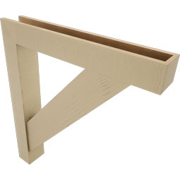 Ekena Millwork - BKTUR0554X36X40TRA05RCPR - Timberthane Faux Wood Traditional Style Bracket w/ Offset Brace, Block Ends, 5 1/2"W x 36"D x 40"H, Primed Tan