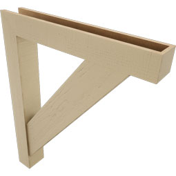 Ekena Millwork - BKTUR0554X36X44TRA05RCPR - Timberthane Faux Wood Traditional Style Bracket w/ Offset Brace, Block Ends, 5 1/2"W x 36"D x 44"H, Primed Tan